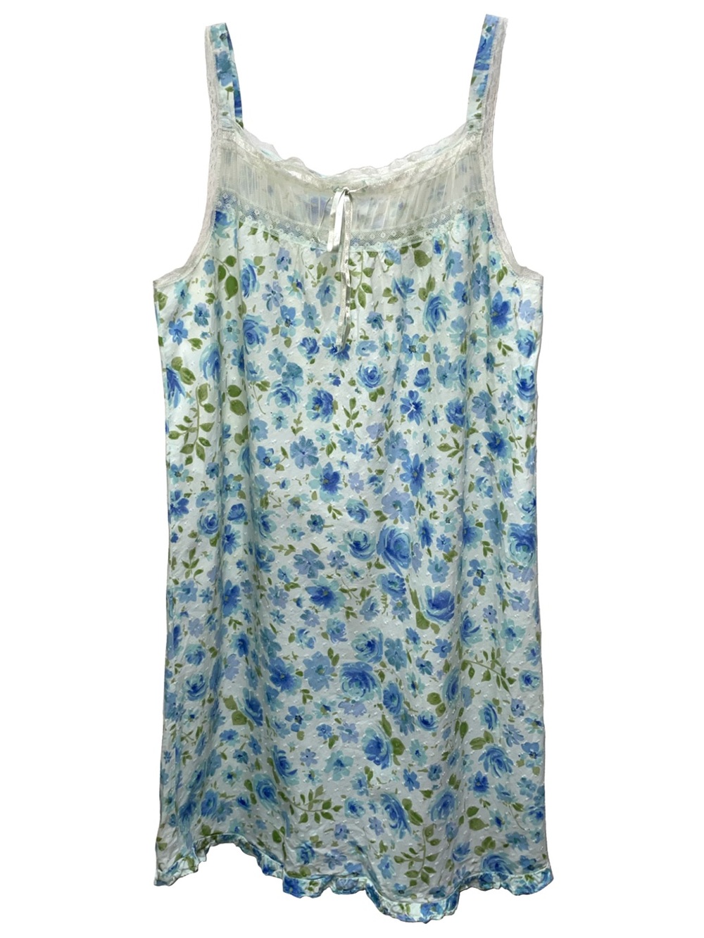 High Sierra Floral Chemise Lace Nighgown Cottagecore Bow Cotton Twee M Nightie